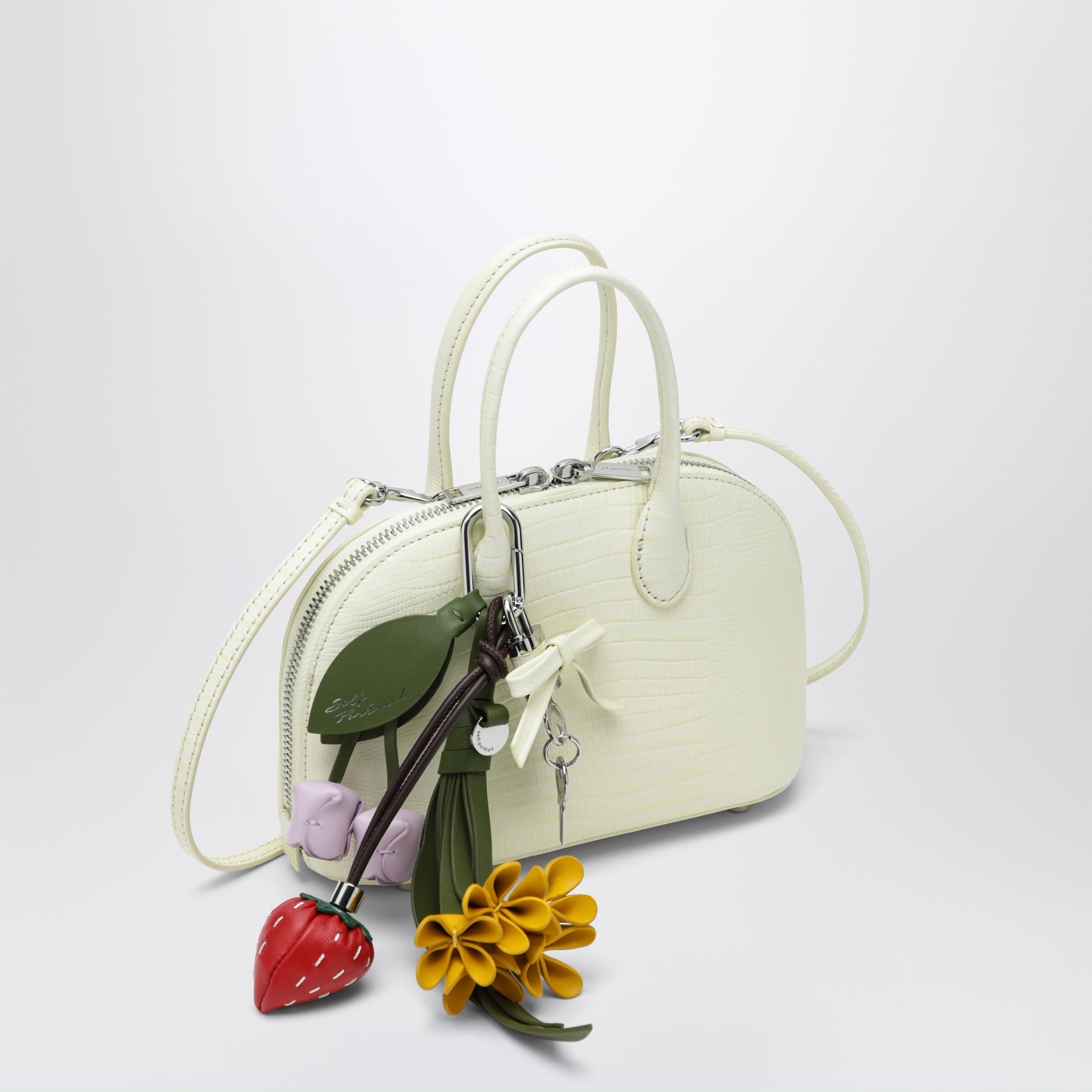 Mini sac bowling en cuir gaufré jaune