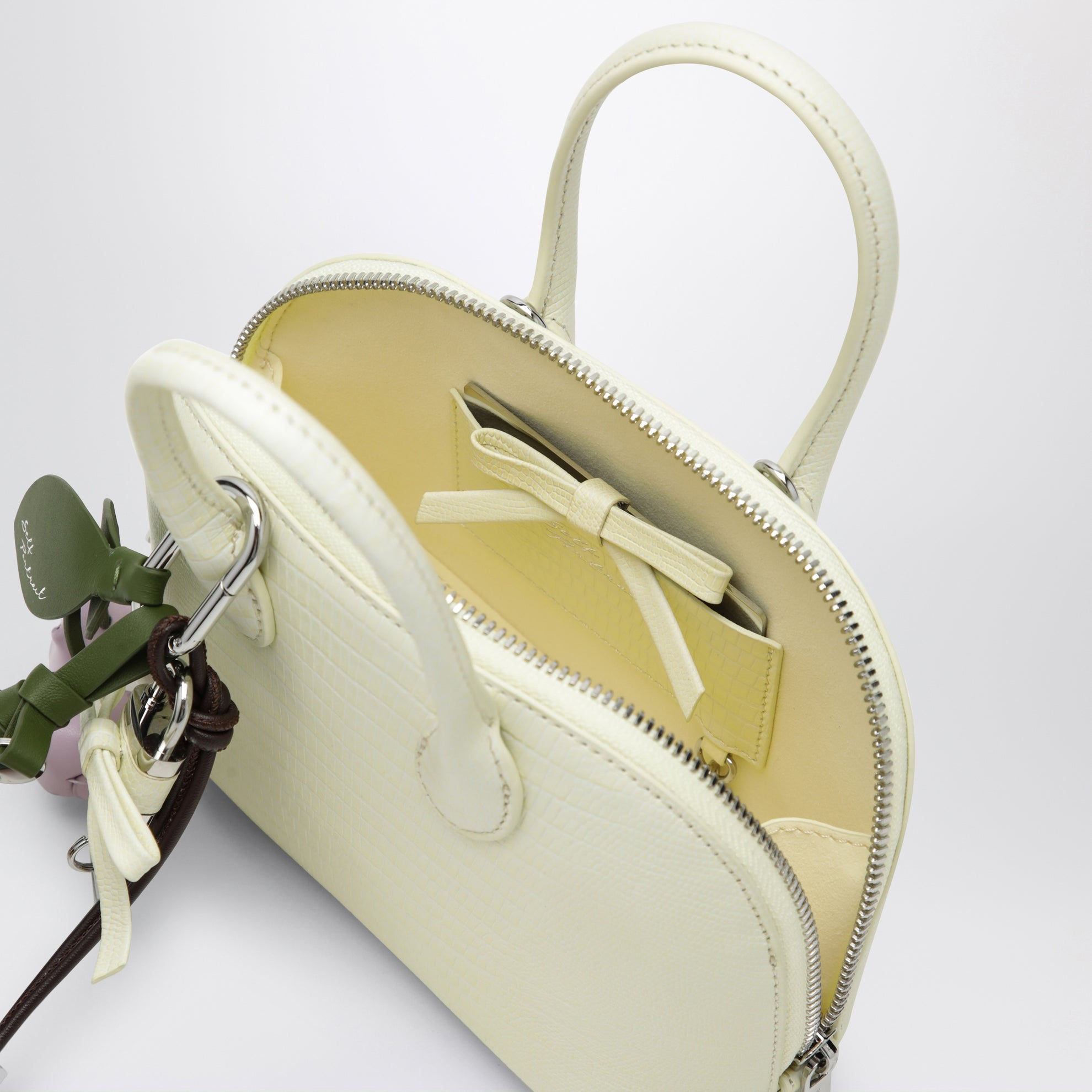 Mini sac bowling en cuir gaufré jaune