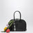 Mini borsa da bowling nera in pelle goffrata