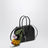 Mini-Bowlingtasche aus geprägtem Leder in Schwarz