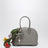 Mini borsa da bowling grigia in pelle goffrata