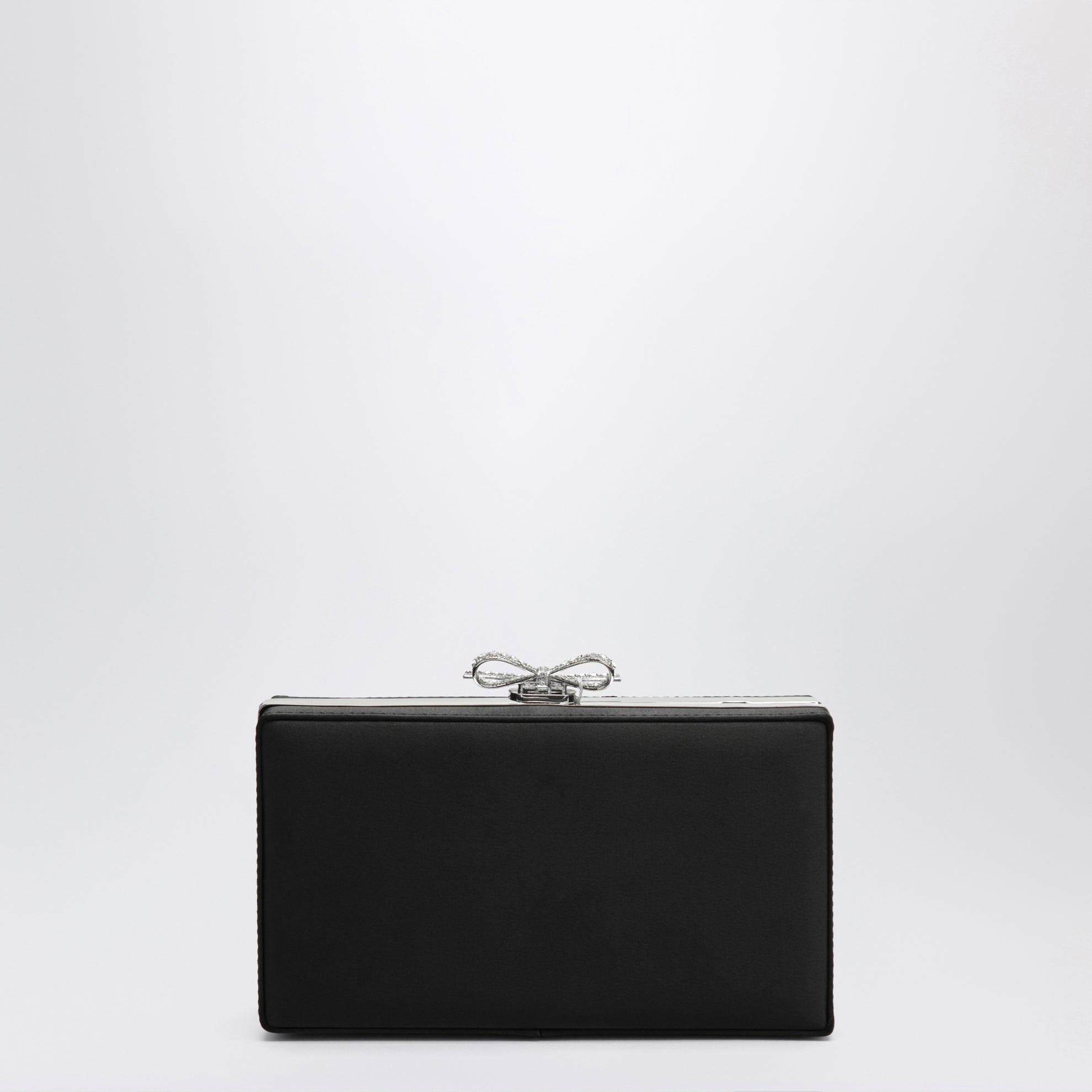 Silver crystal mesh clutch bag