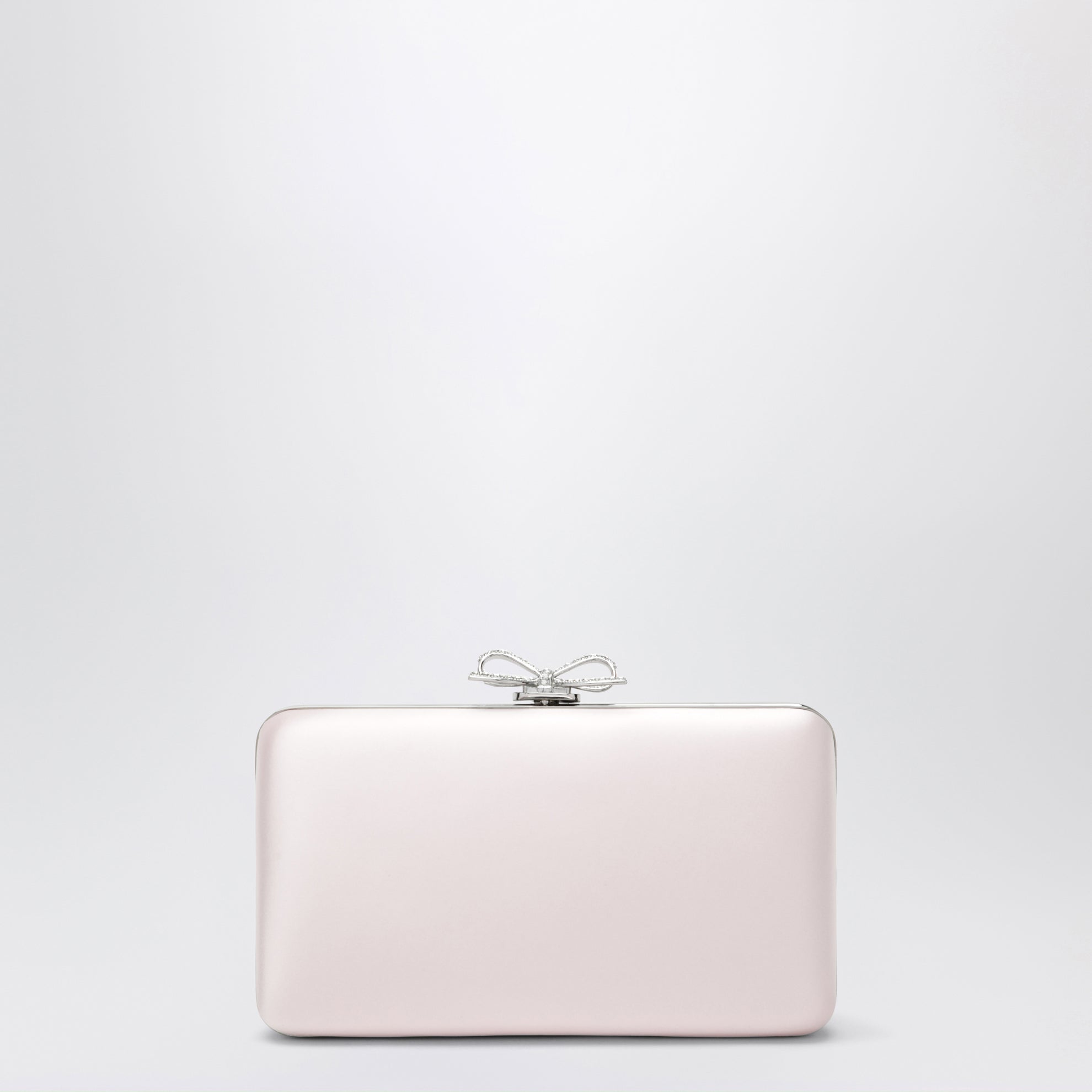 Pochette in raso rosa con fiocco di cristalli