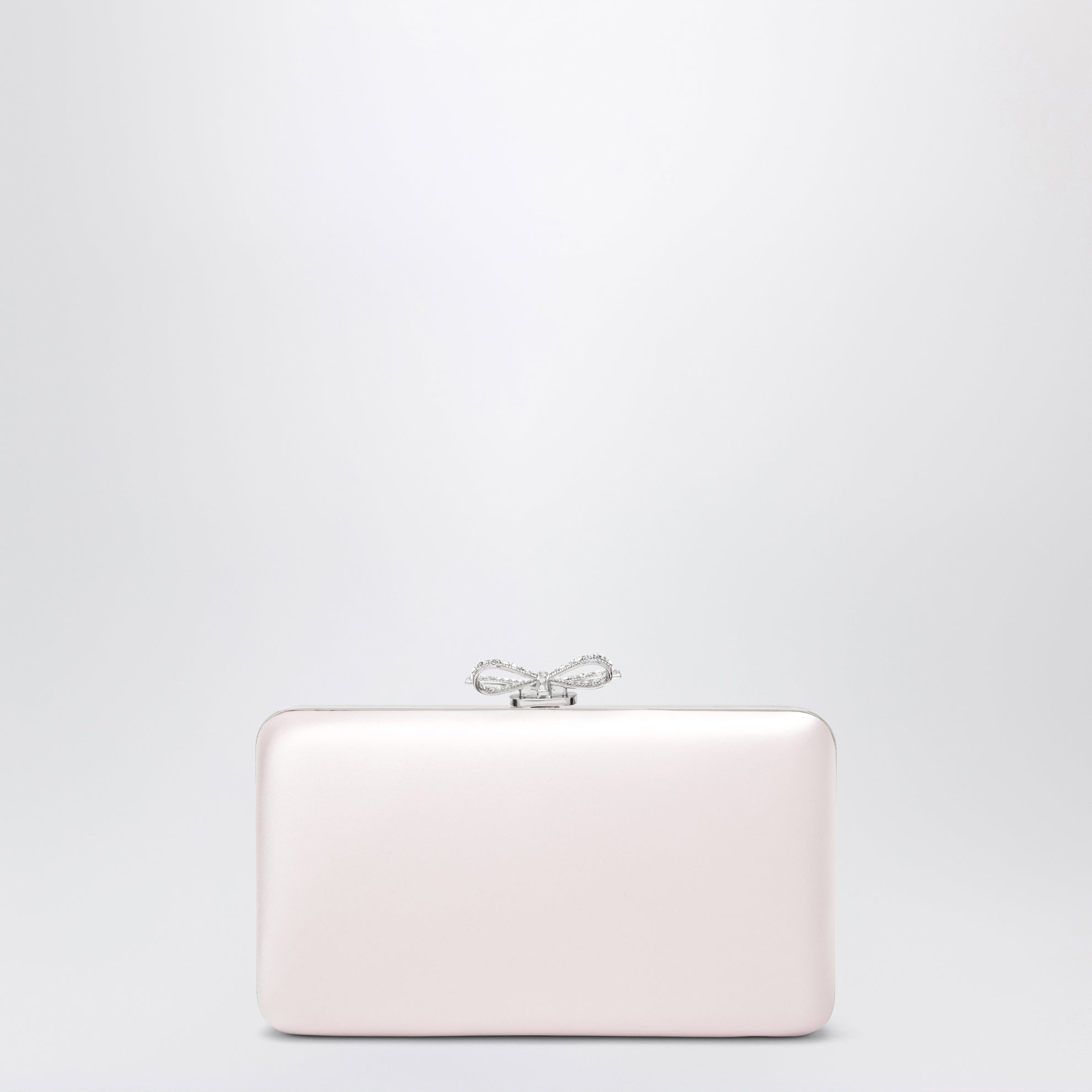 Pochette in raso rosa con fiocco di cristalli