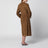 Cappotto con cintura Ruelle in pelle scamosciata marrone