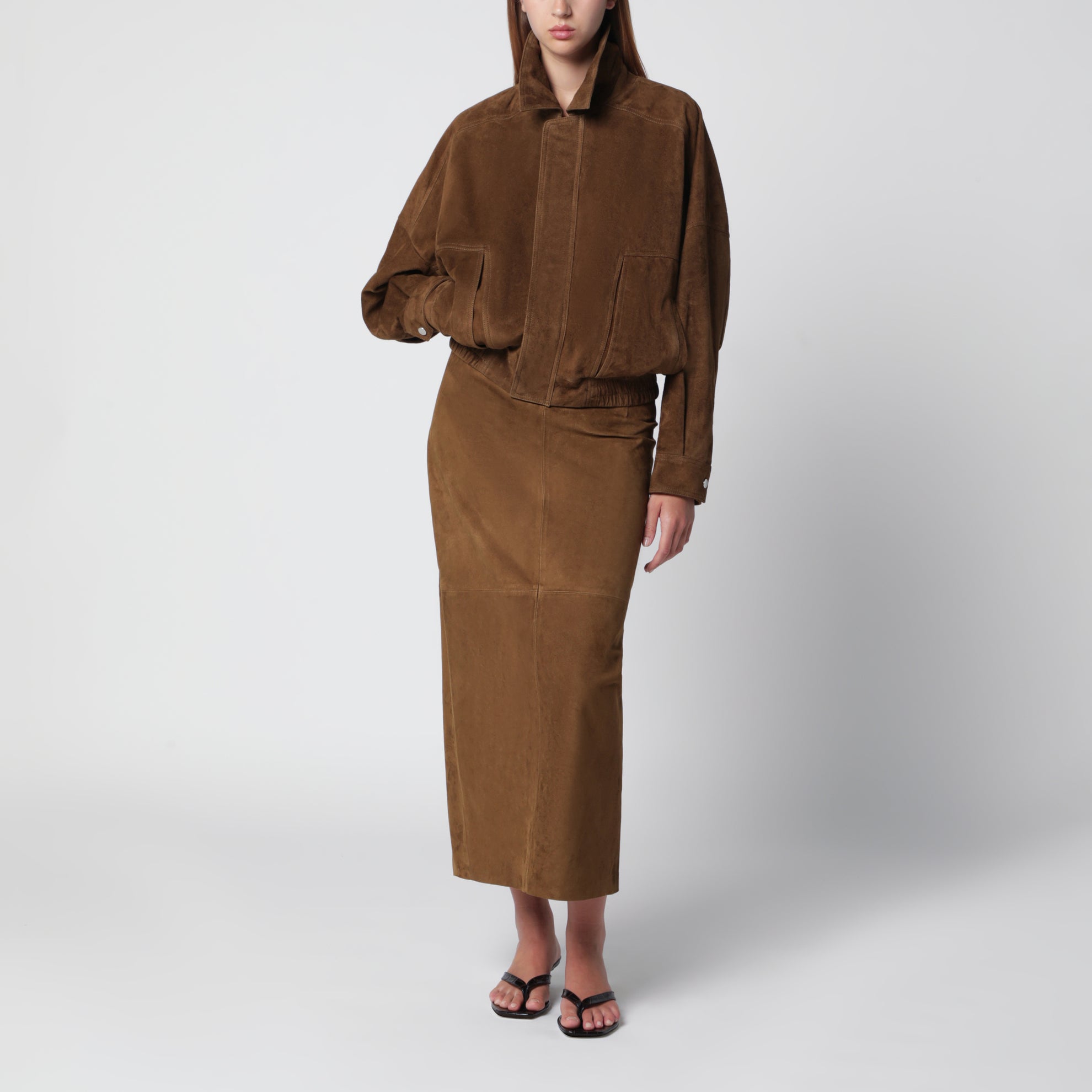 Bomber Dalma marrone in pelle scamosciata