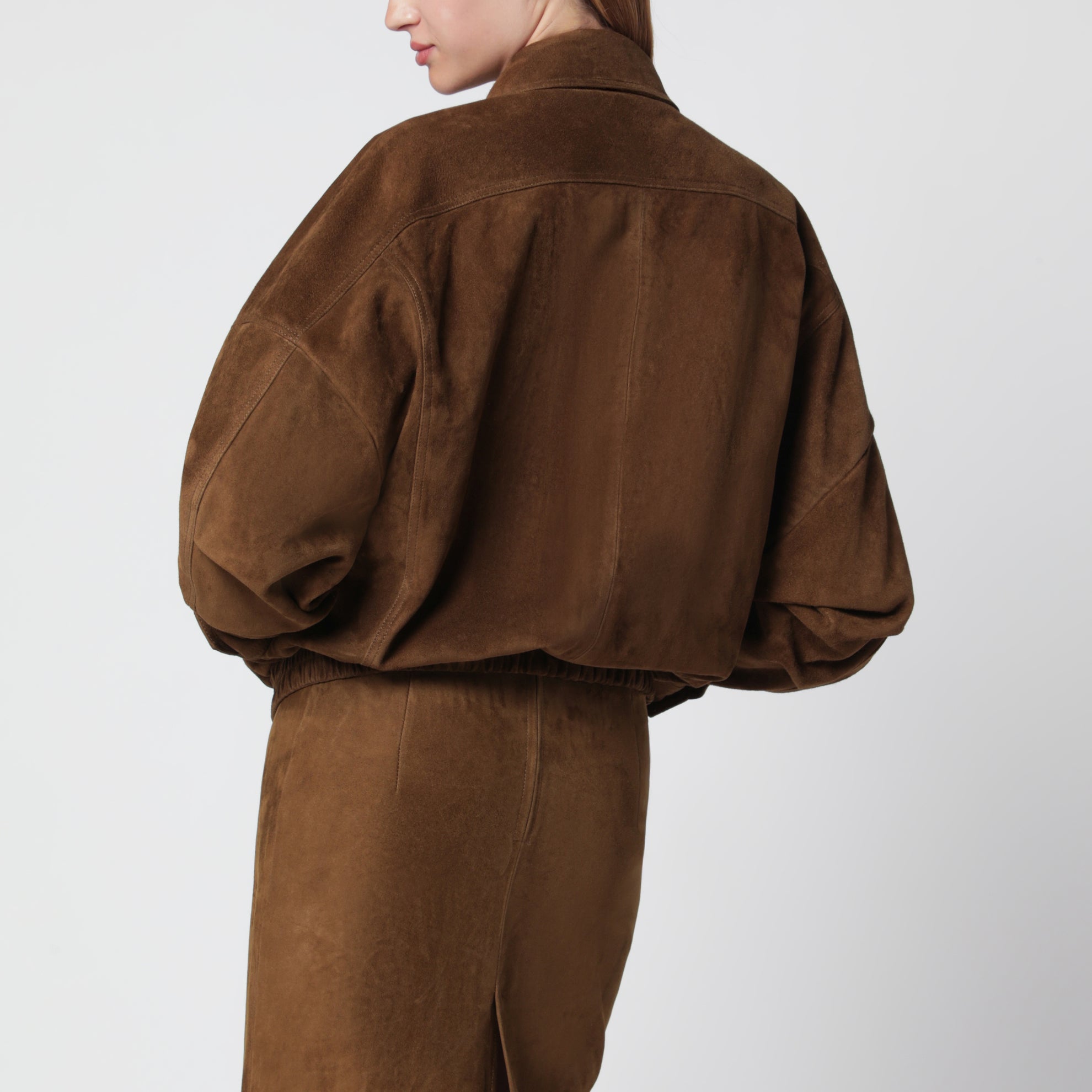 Bomber Dalma marrone in pelle scamosciata