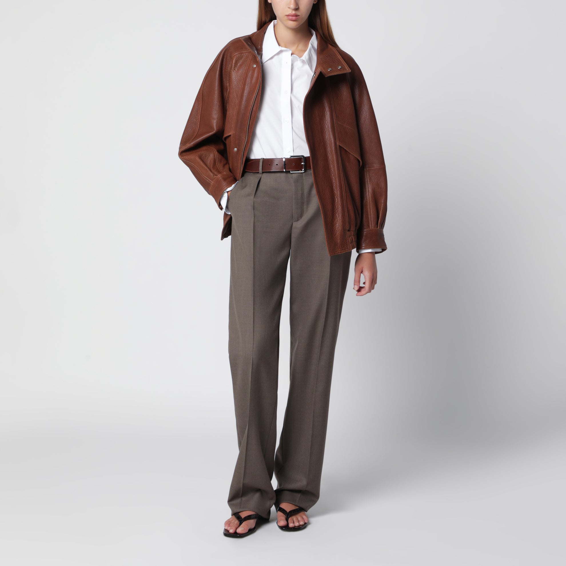 Giacca Ariste color terracotta in pelle