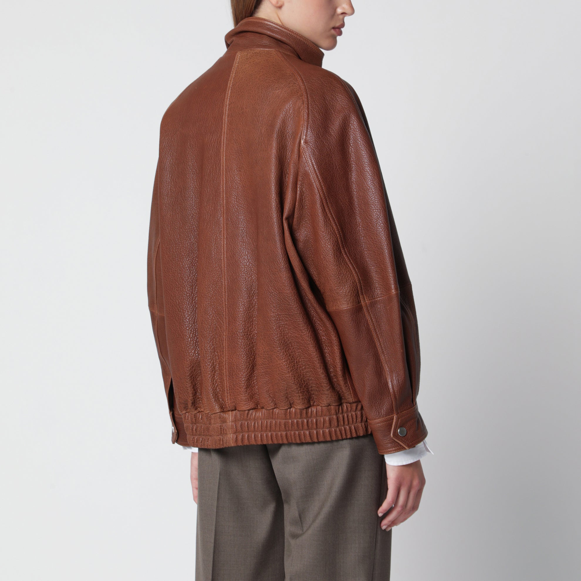 Giacca Ariste color terracotta in pelle