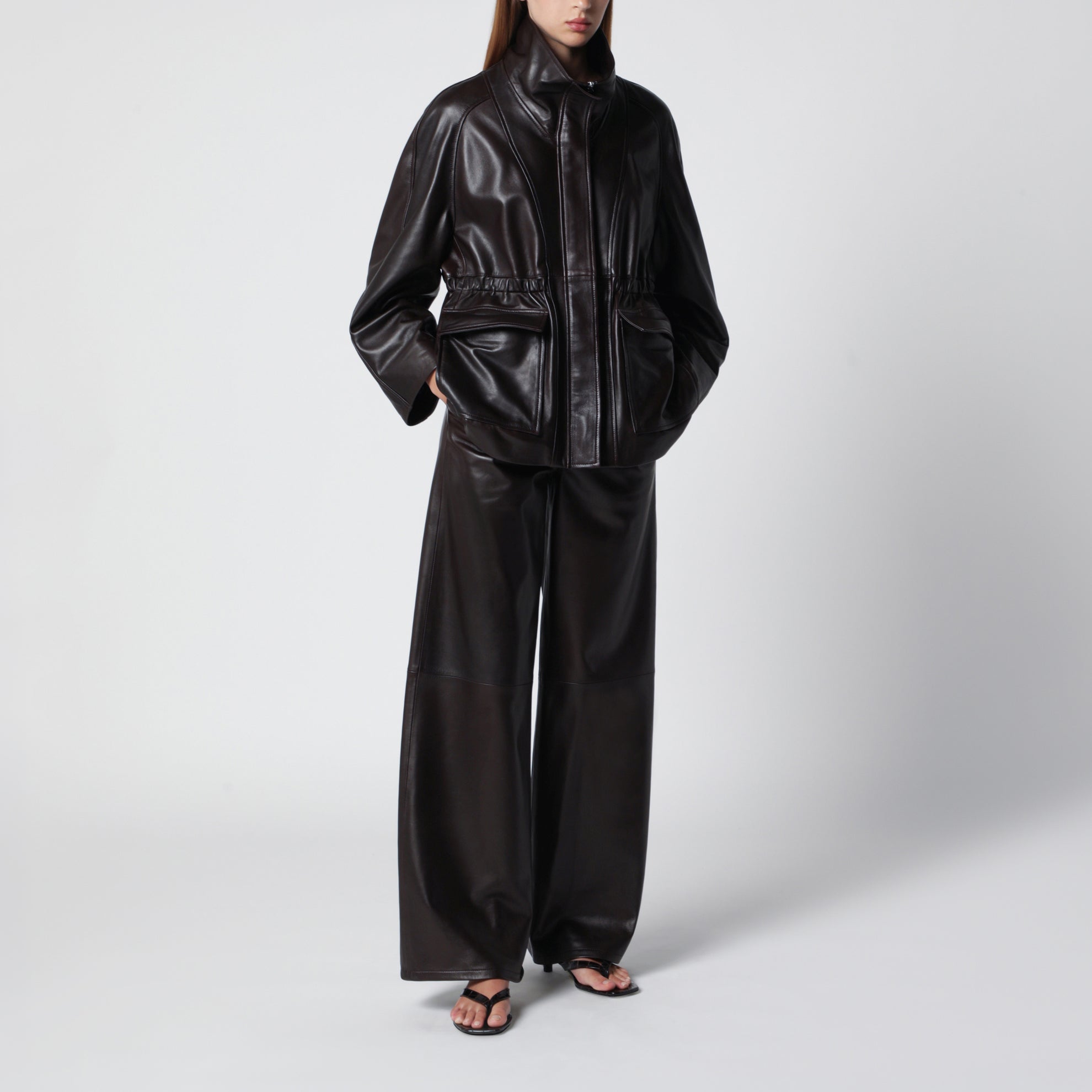 Quai Fluid dark brown leather jacket