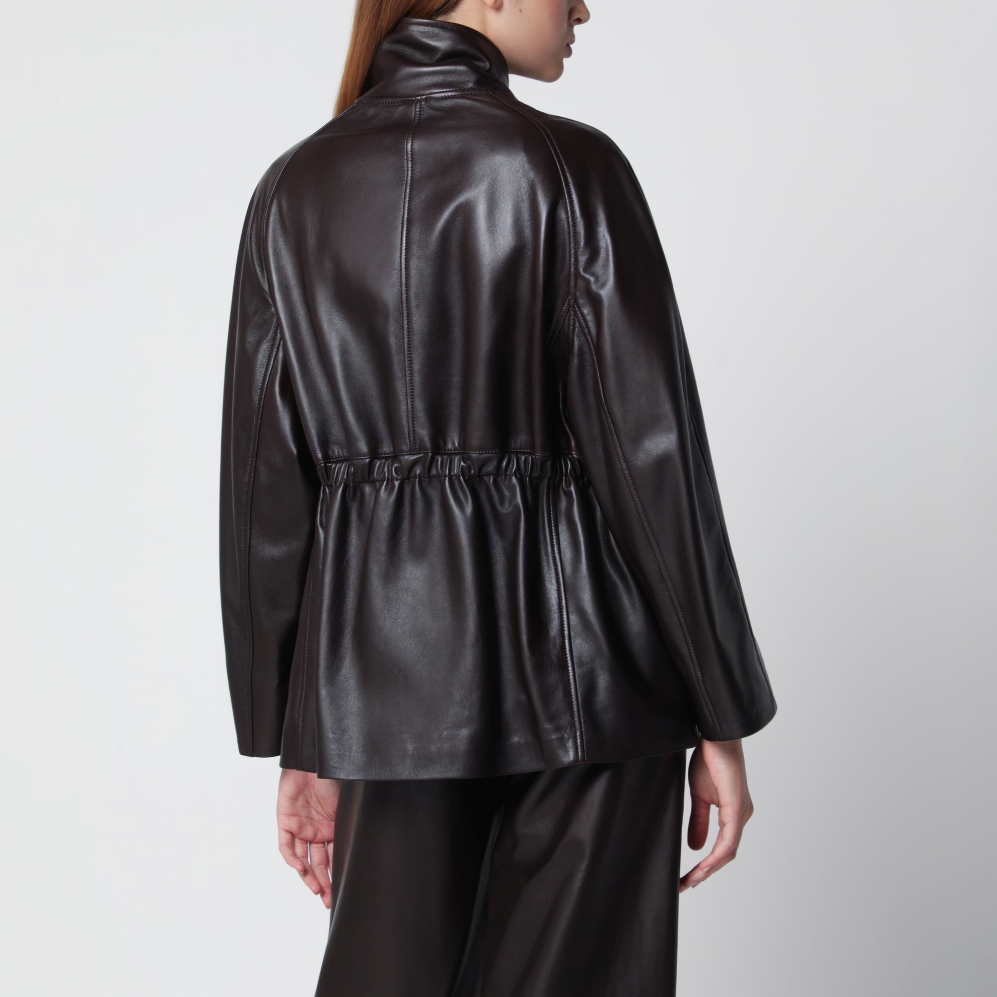 Quai Fluid dark brown leather jacket