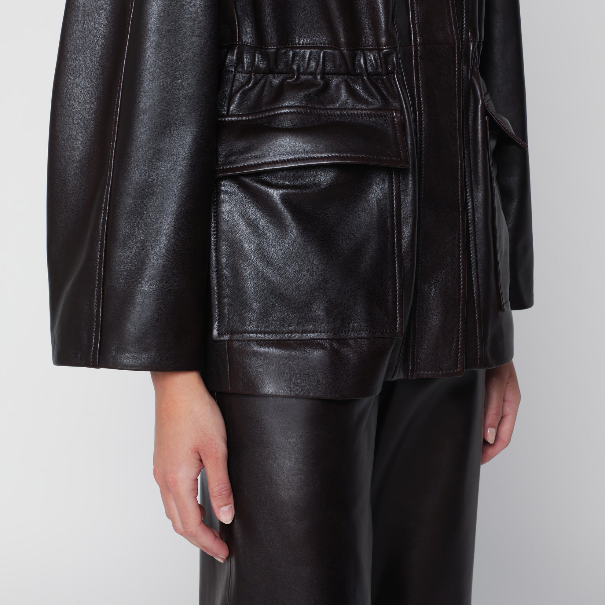 Quai Fluid dark brown leather jacket