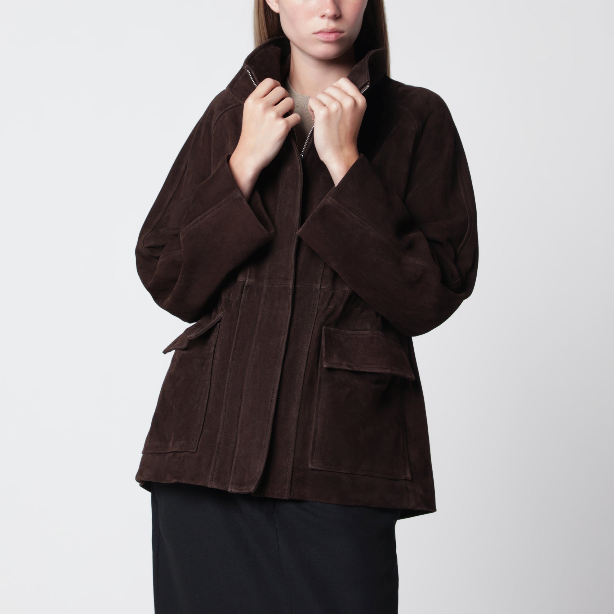 Giacca Quai Fluid marrone Mocha in suede