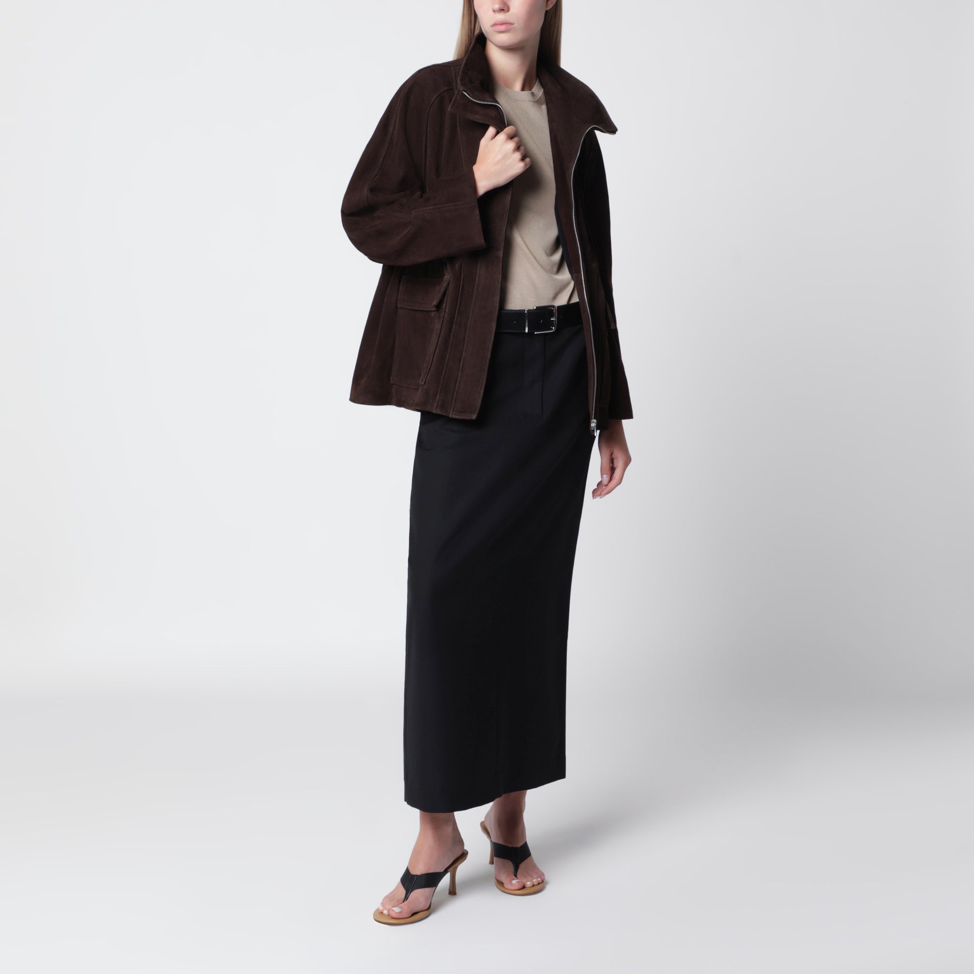 Giacca Quai Fluid marrone Mocha in suede