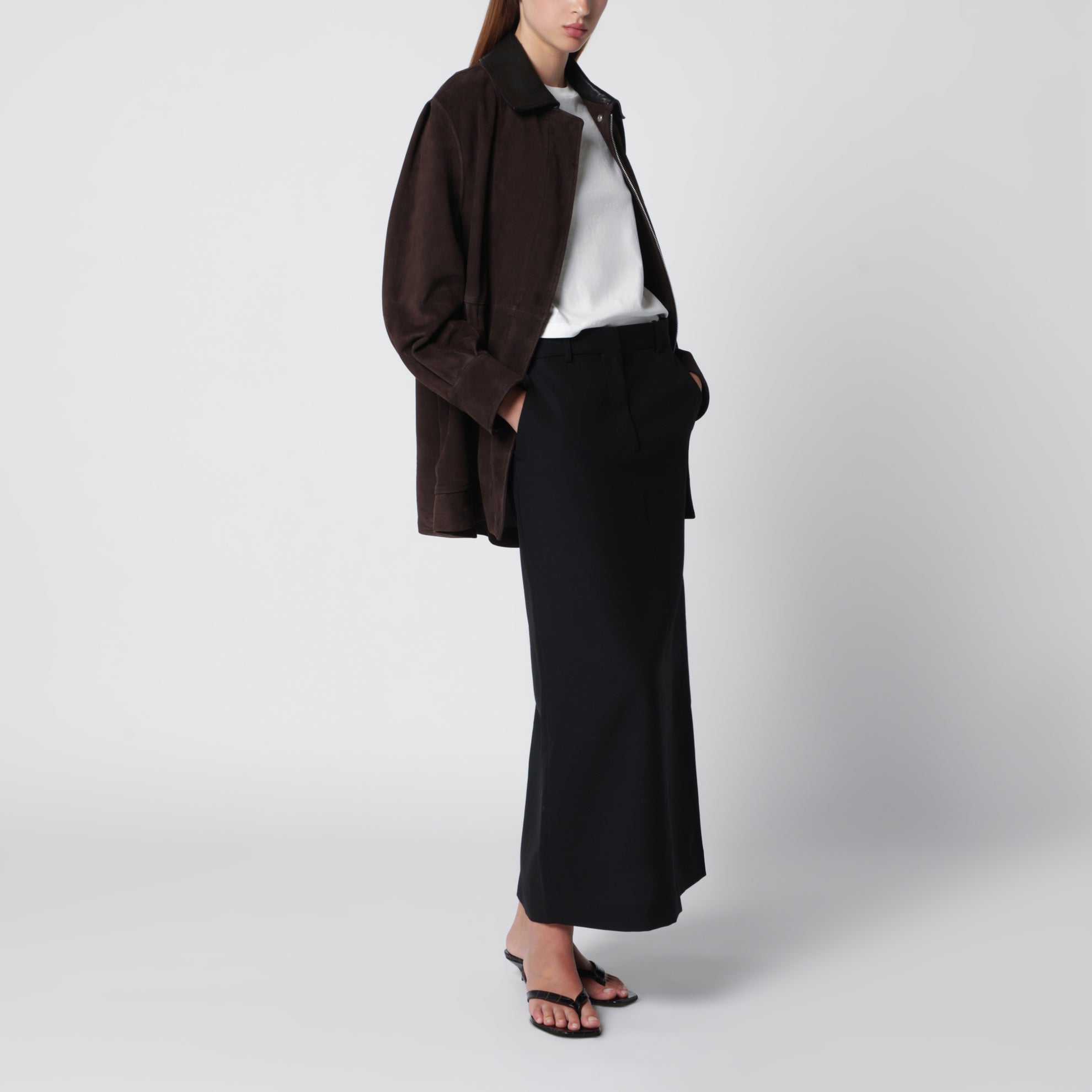 Veste Grange en daim couleur Mocha