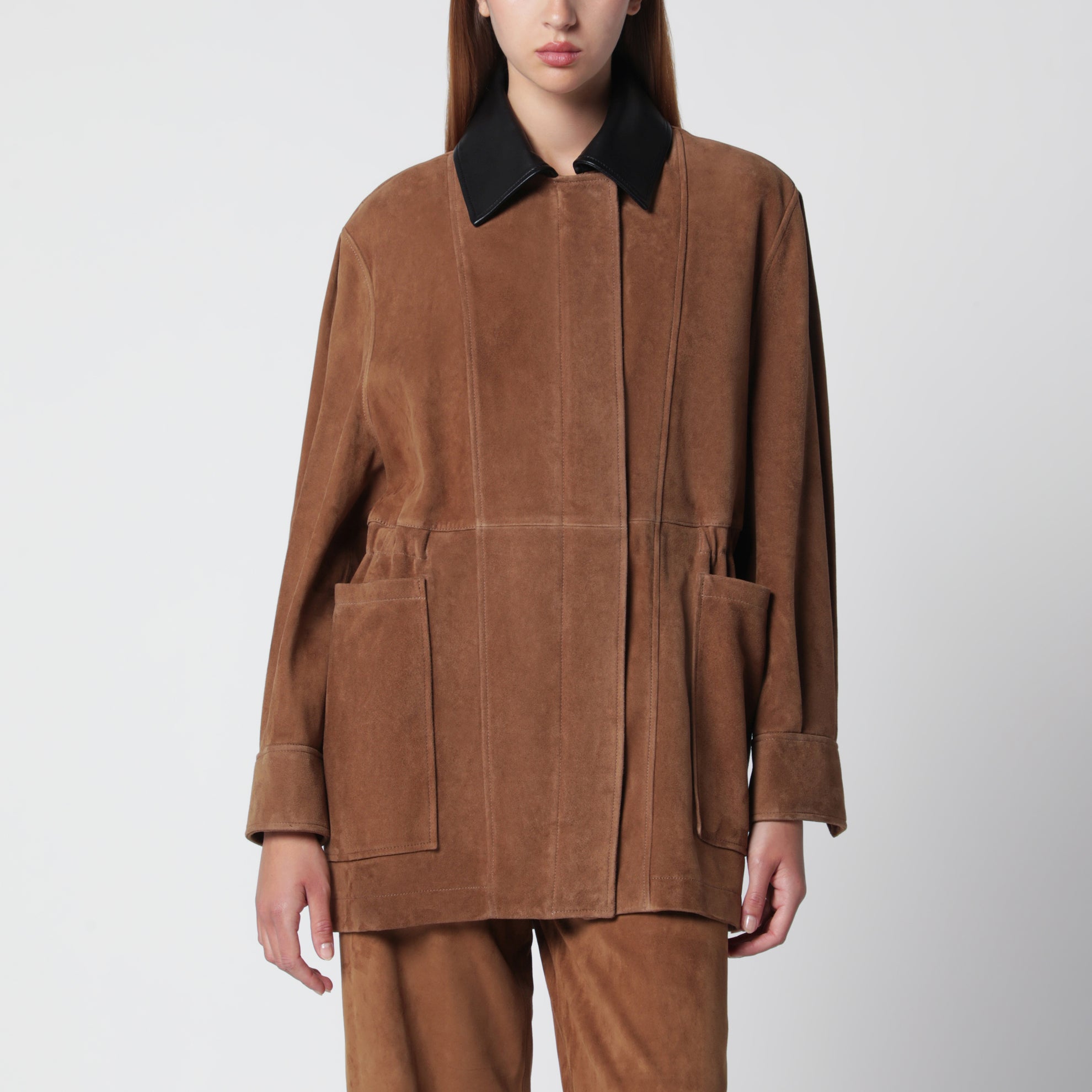 Veste Grange en daim couleur Tabac