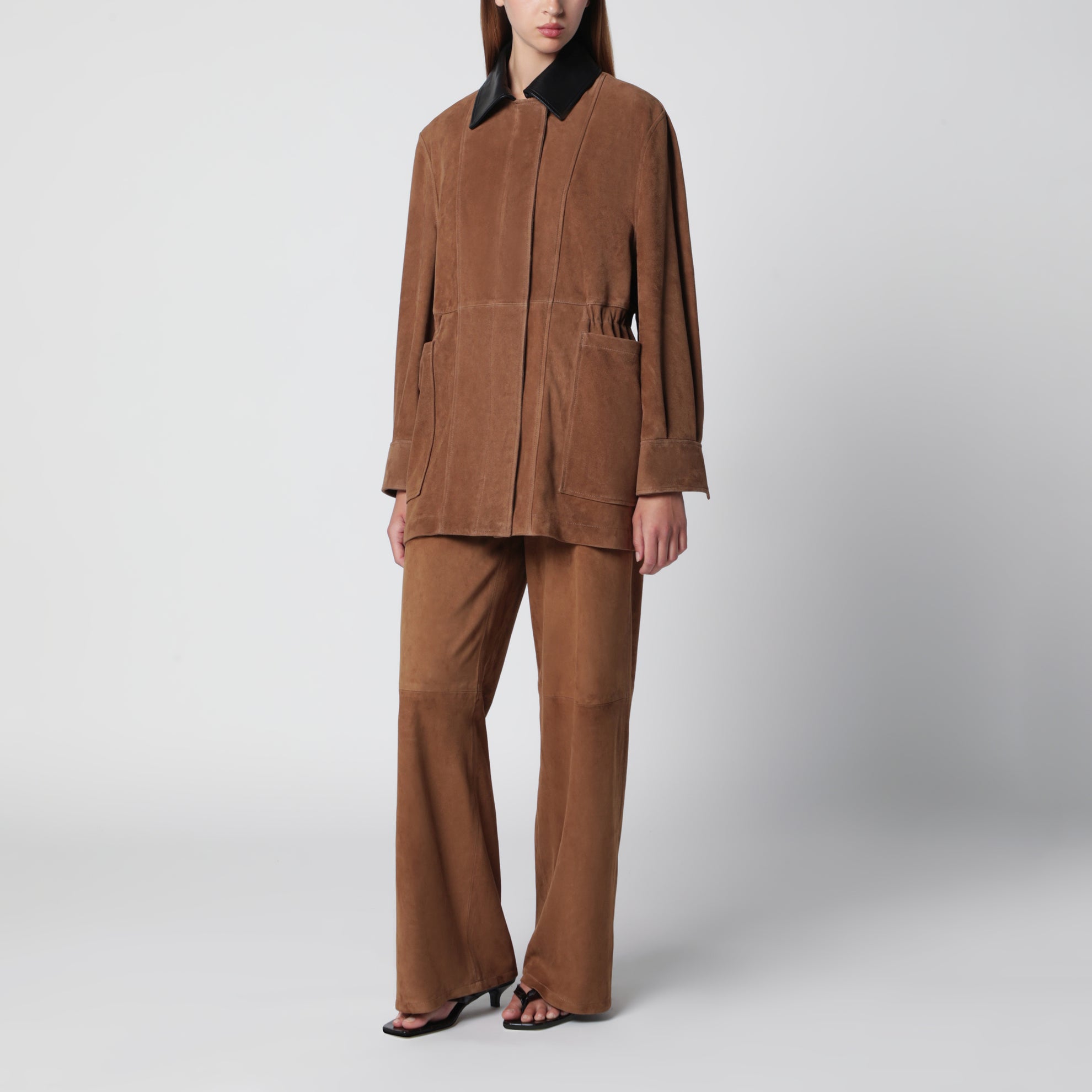 Veste Grange en daim couleur Tabac
