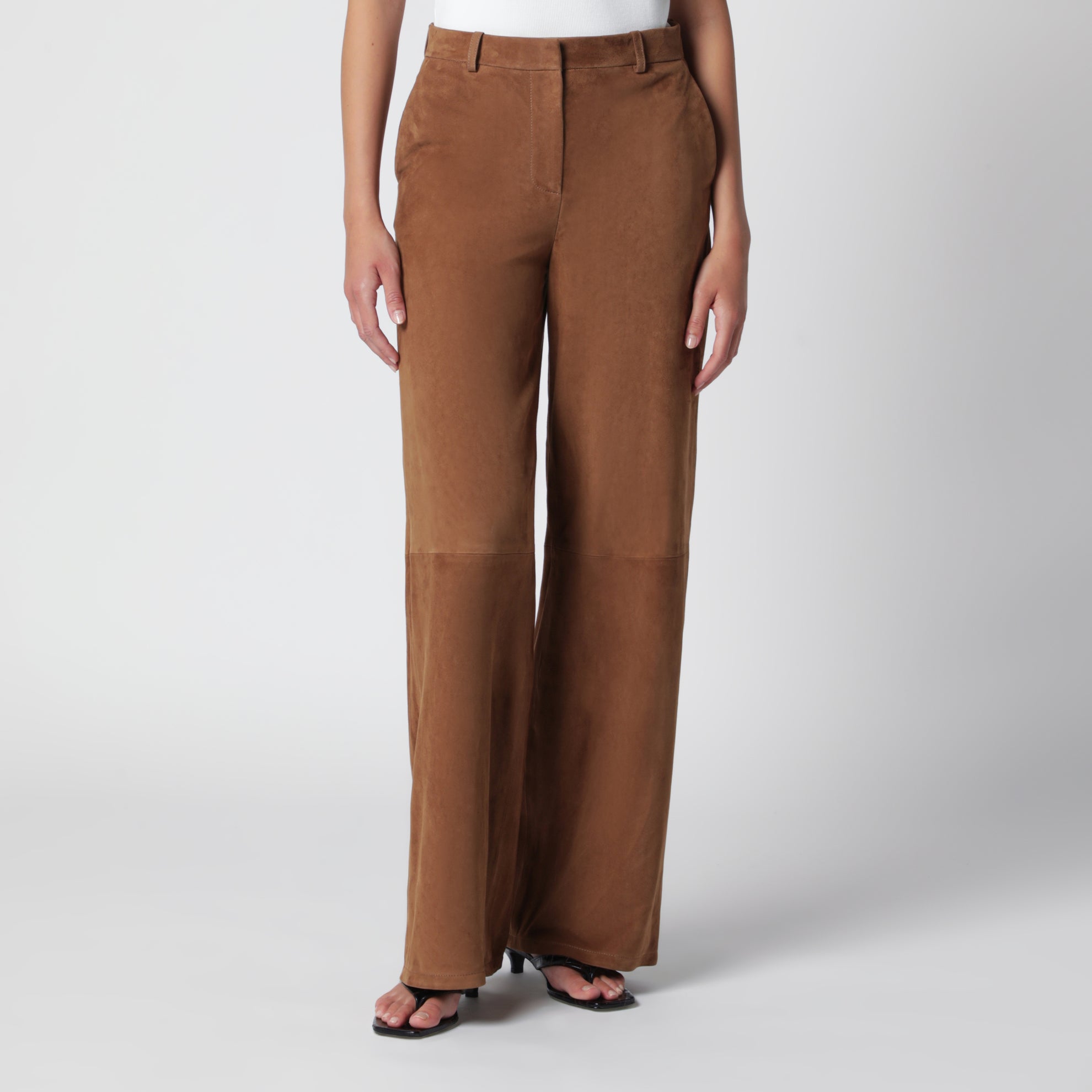 Pantalon Coda à jambes larges en daim couleur Tabac