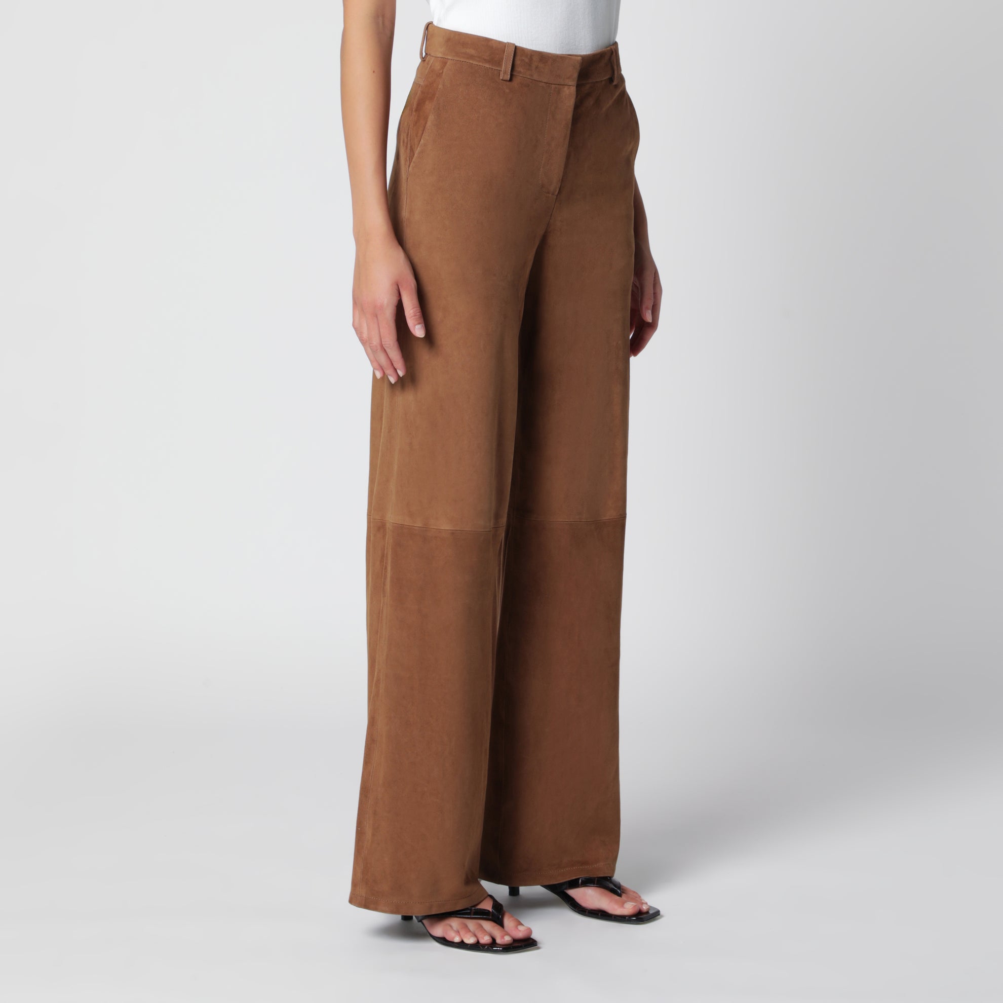 Pantalon Coda à jambes larges en daim couleur Tabac