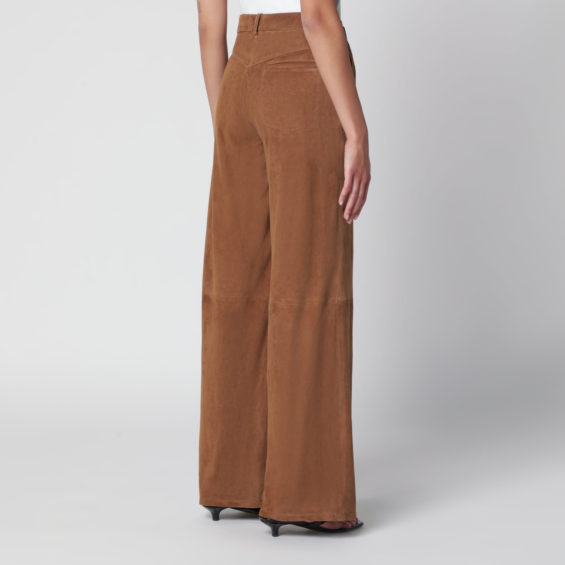 Pantalon Coda à jambes larges en daim couleur Tabac