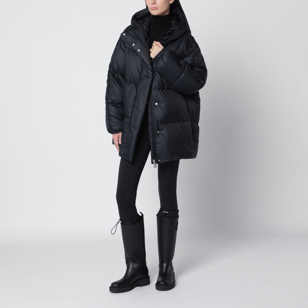Doudoune courte Herno noire en nylon avec capuche