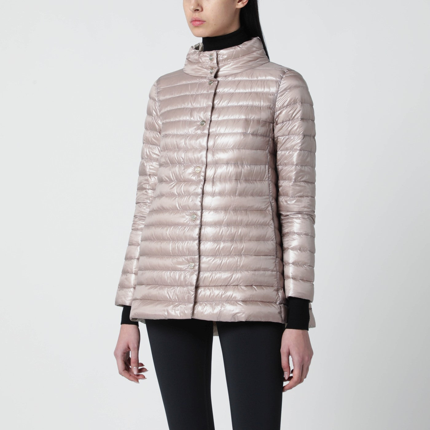 Light pink quilted nylon padded jacket