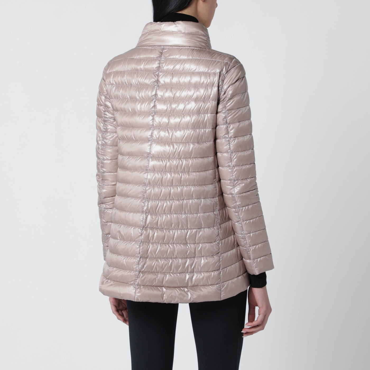 Light pink quilted nylon padded jacket