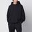 Washed black hooded sweatshirt in cotton fleece