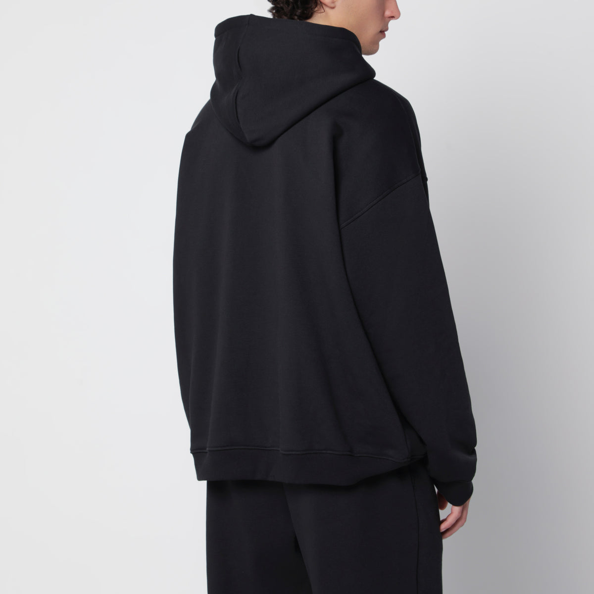 Sweat-shirt à capuche noir délavé en molleton de coton