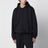 Washed black zip-up hooded sweatshirt in cotton fleece