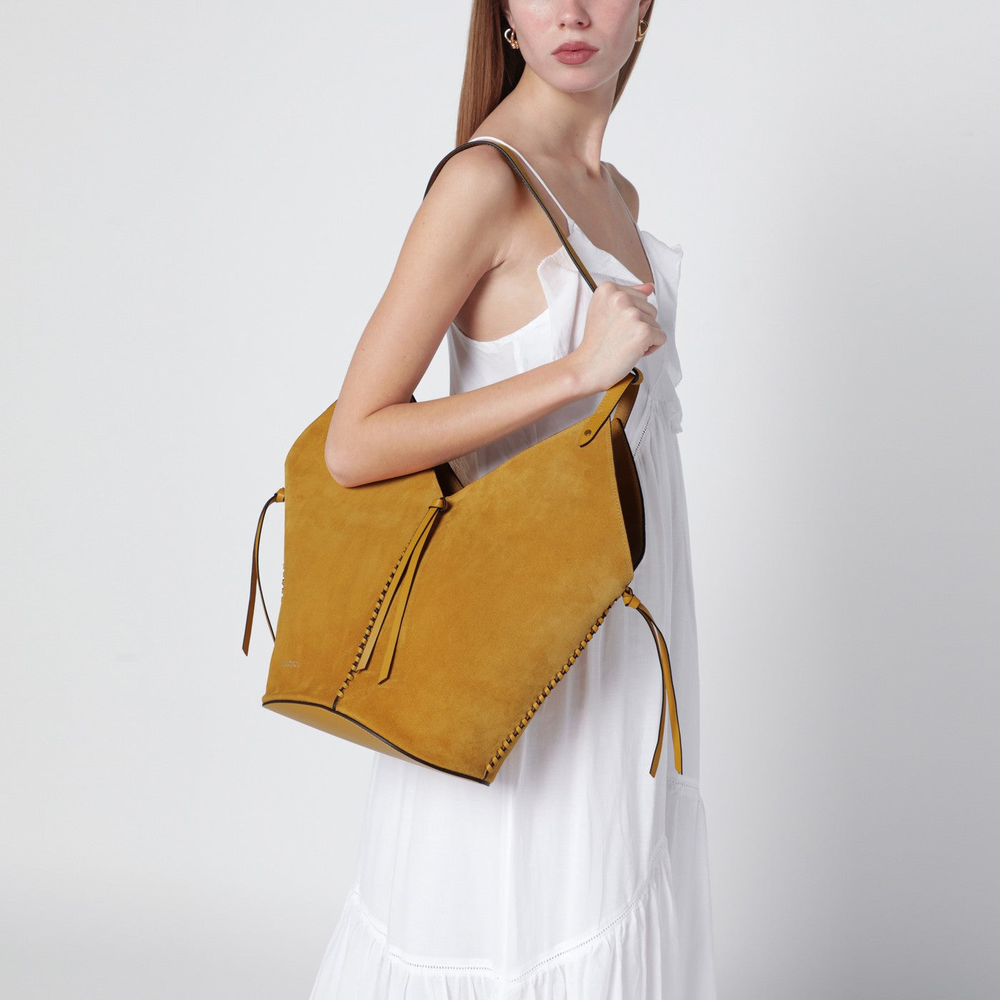 Tampa bag in saffron suede leather