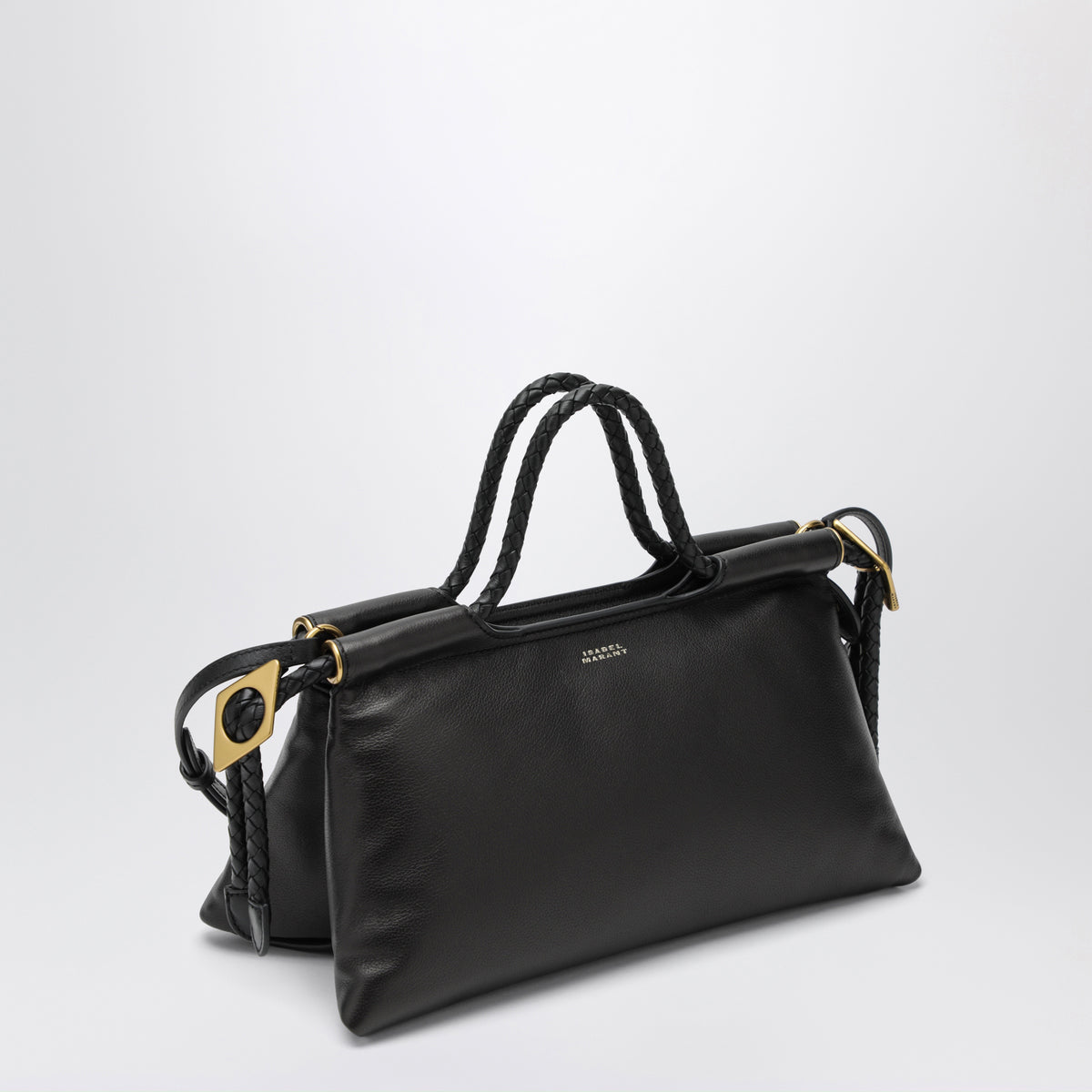 Borsa Pipa M nera in pelle di agnello