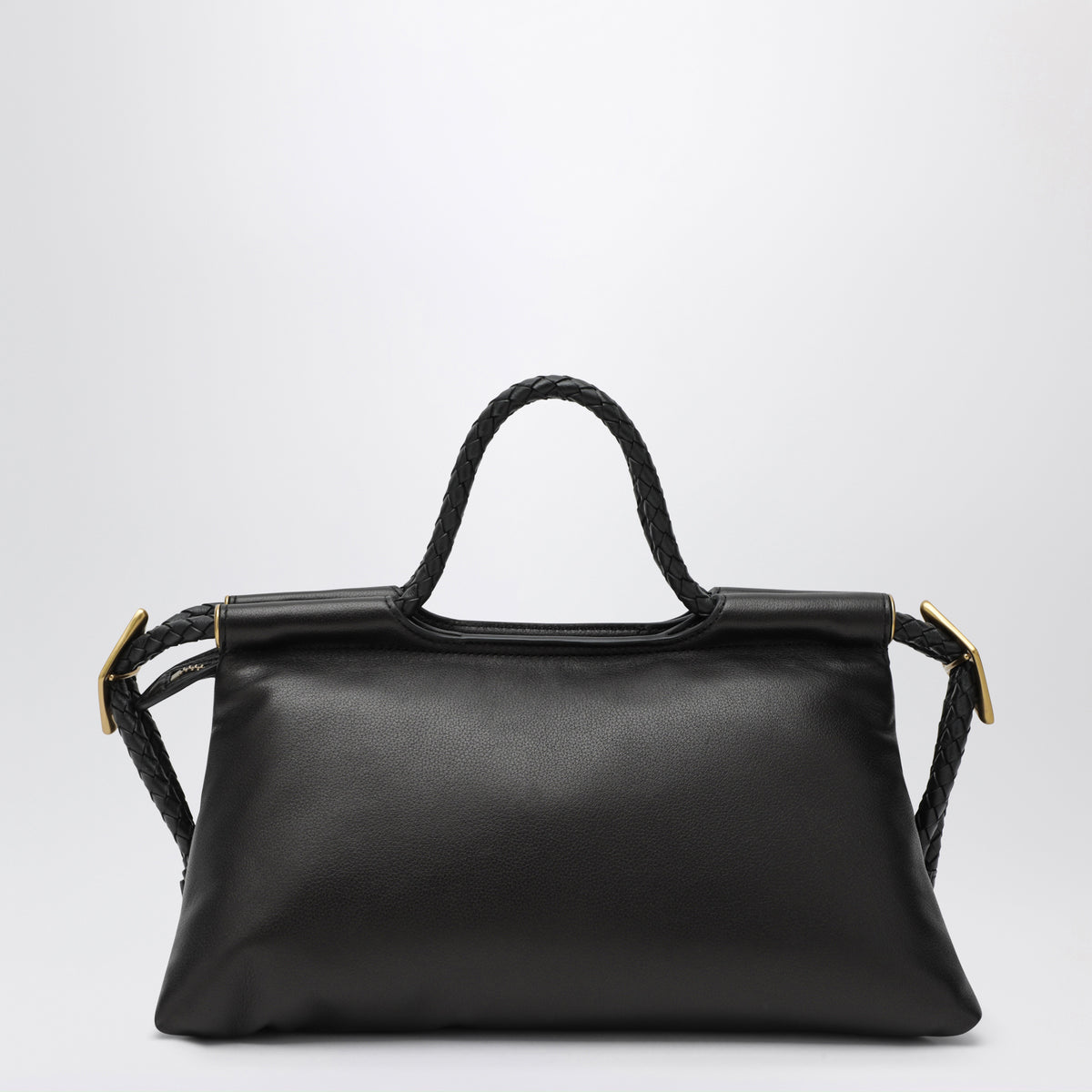 Borsa Pipa M nera in pelle di agnello