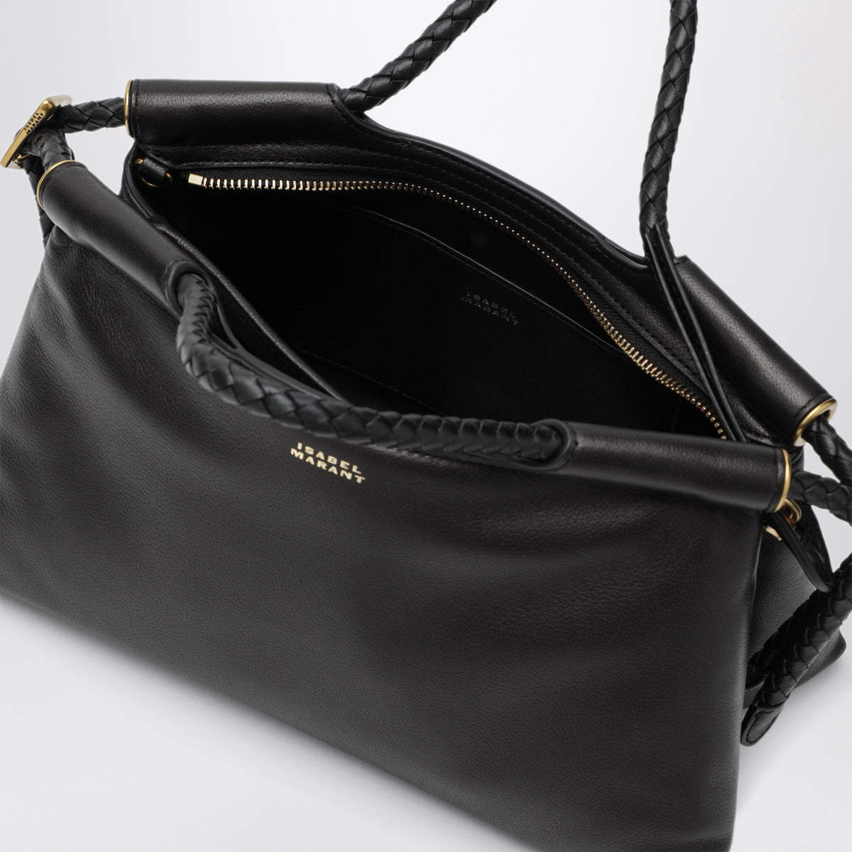 Borsa Pipa M nera in pelle di agnello