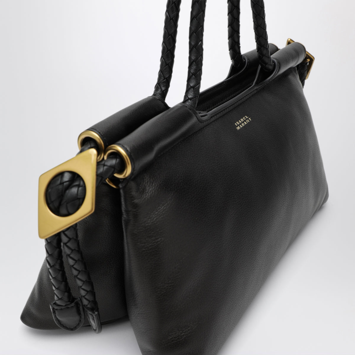 Borsa Pipa M nera in pelle di agnello