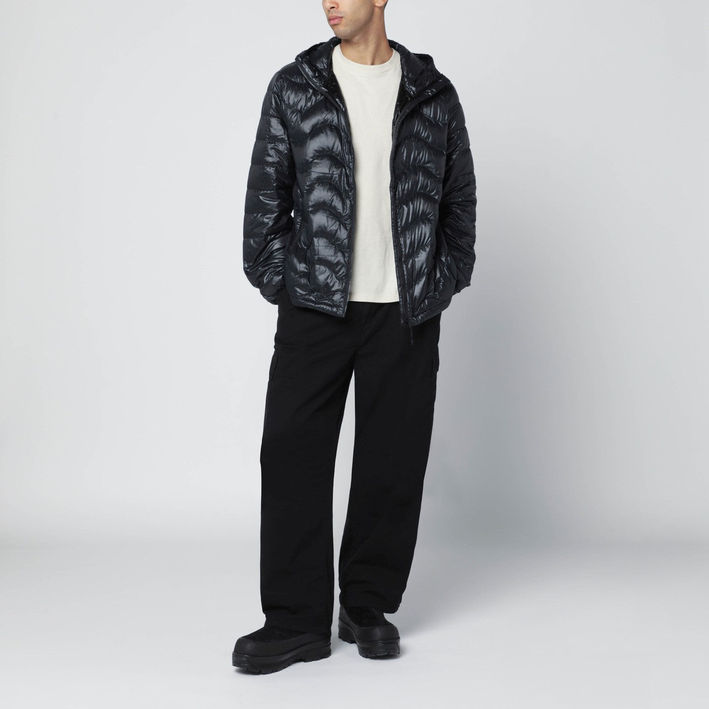 Black Waves hooded puffer jacket