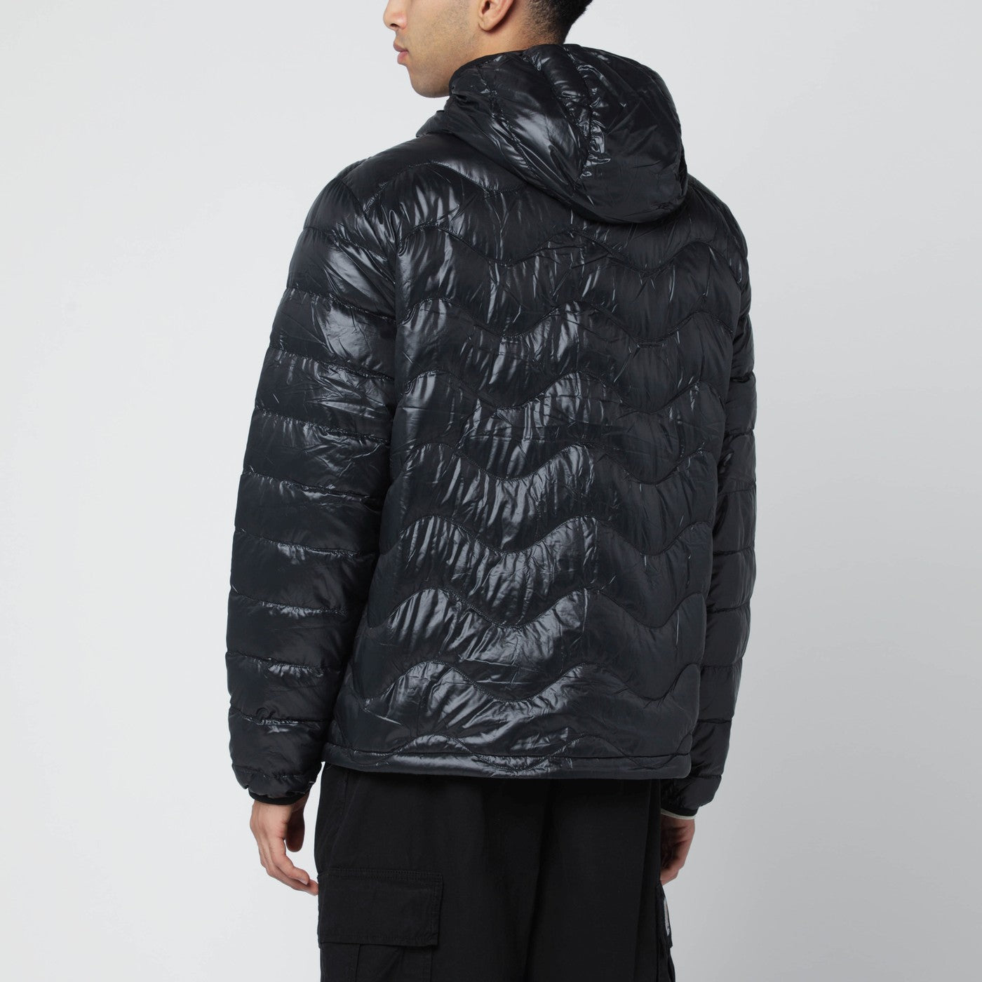 Black Waves hooded puffer jacket