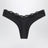 Black high-cut thong in stretch lace