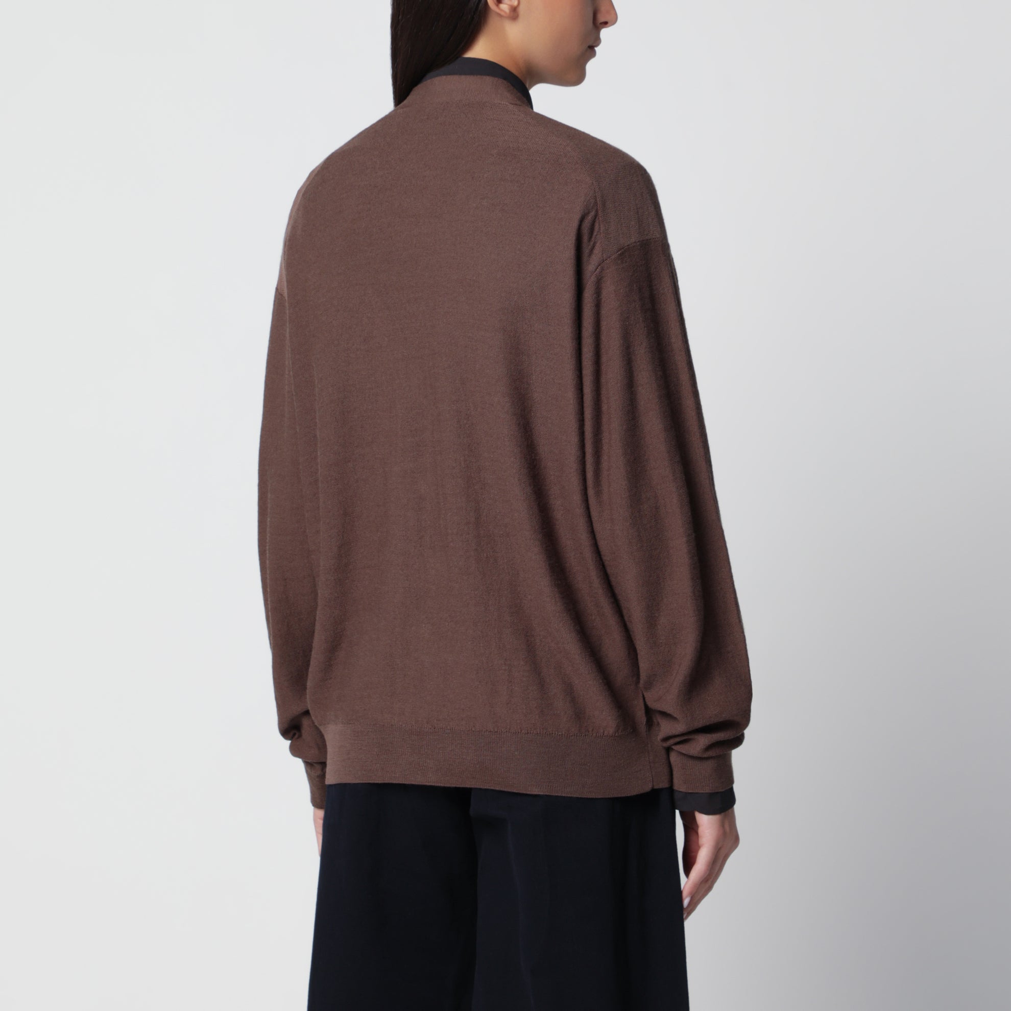 Twisted Cardigan Shitake aus Merinowolle
