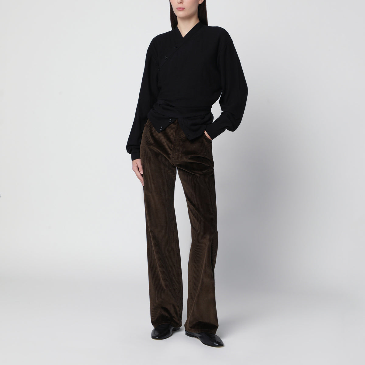 Black Trompe l'oeil cardigan in wool blend