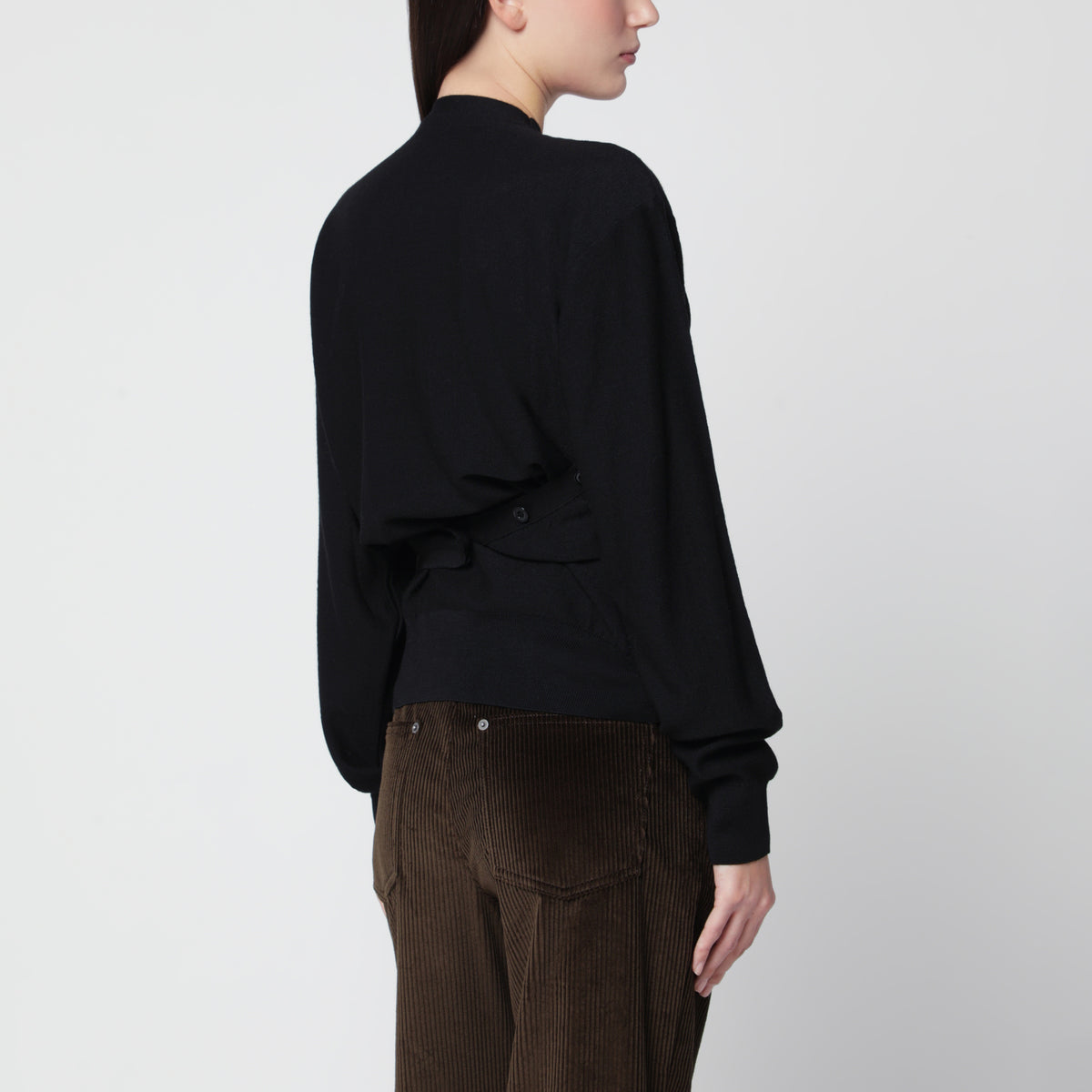Black Trompe l'oeil cardigan in wool blend