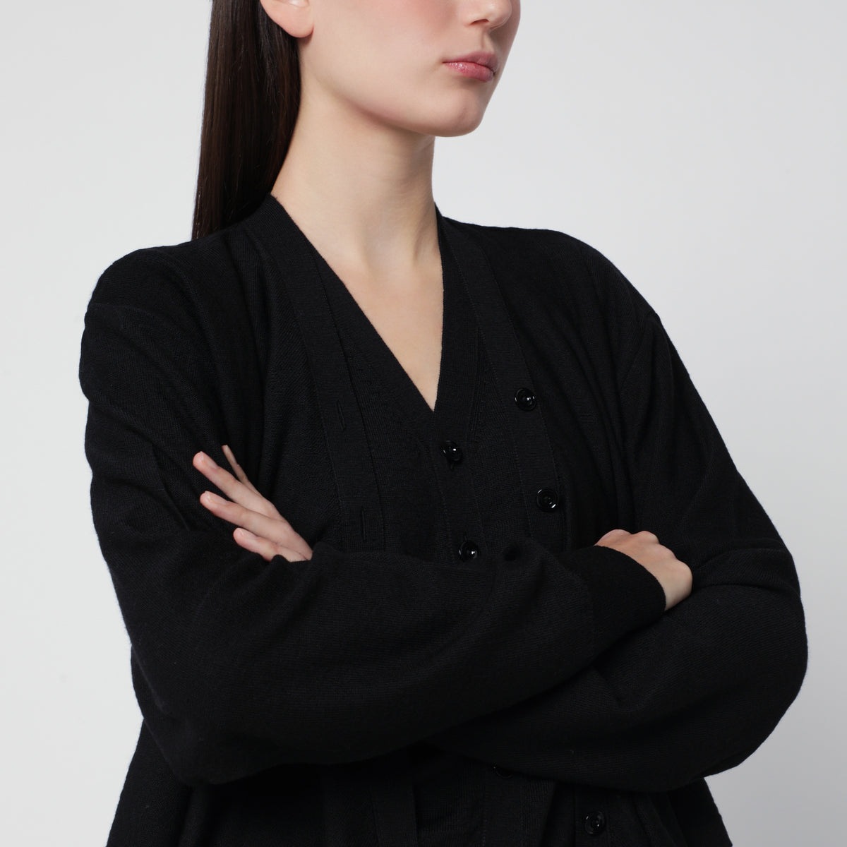 Black Trompe l'oeil cardigan in wool blend