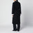 Long robe coat in dark blue virgin wool