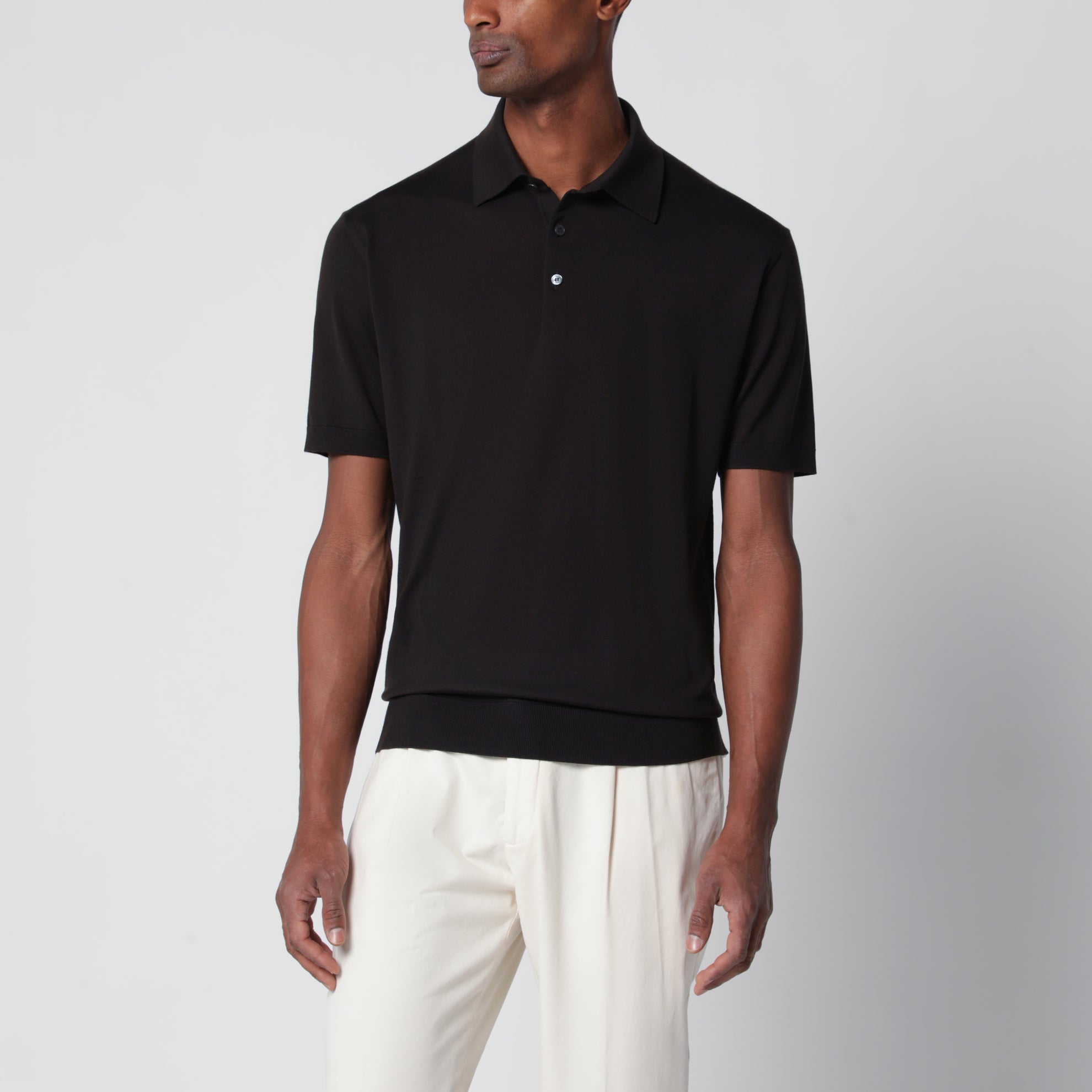 Dark brown wool polo