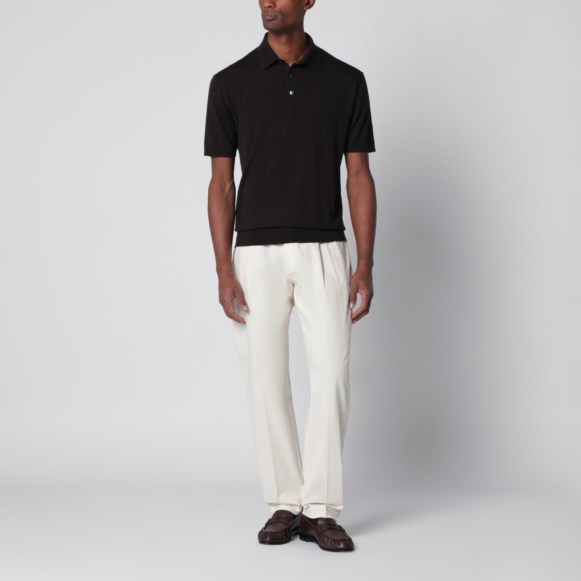 Dark brown wool polo