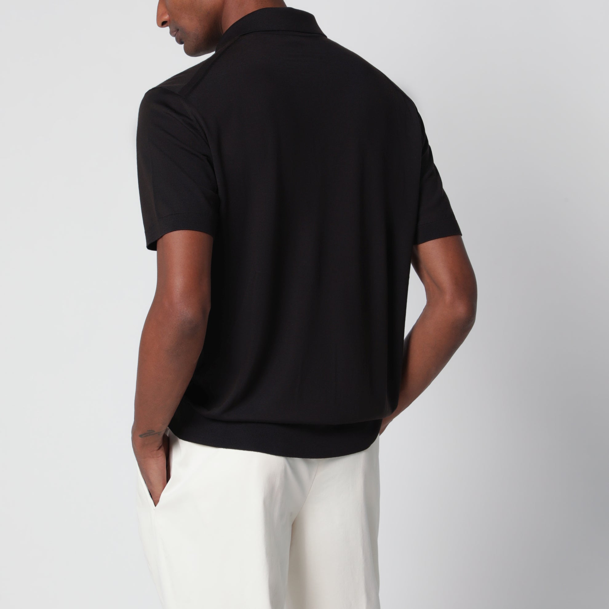 Dark brown wool polo