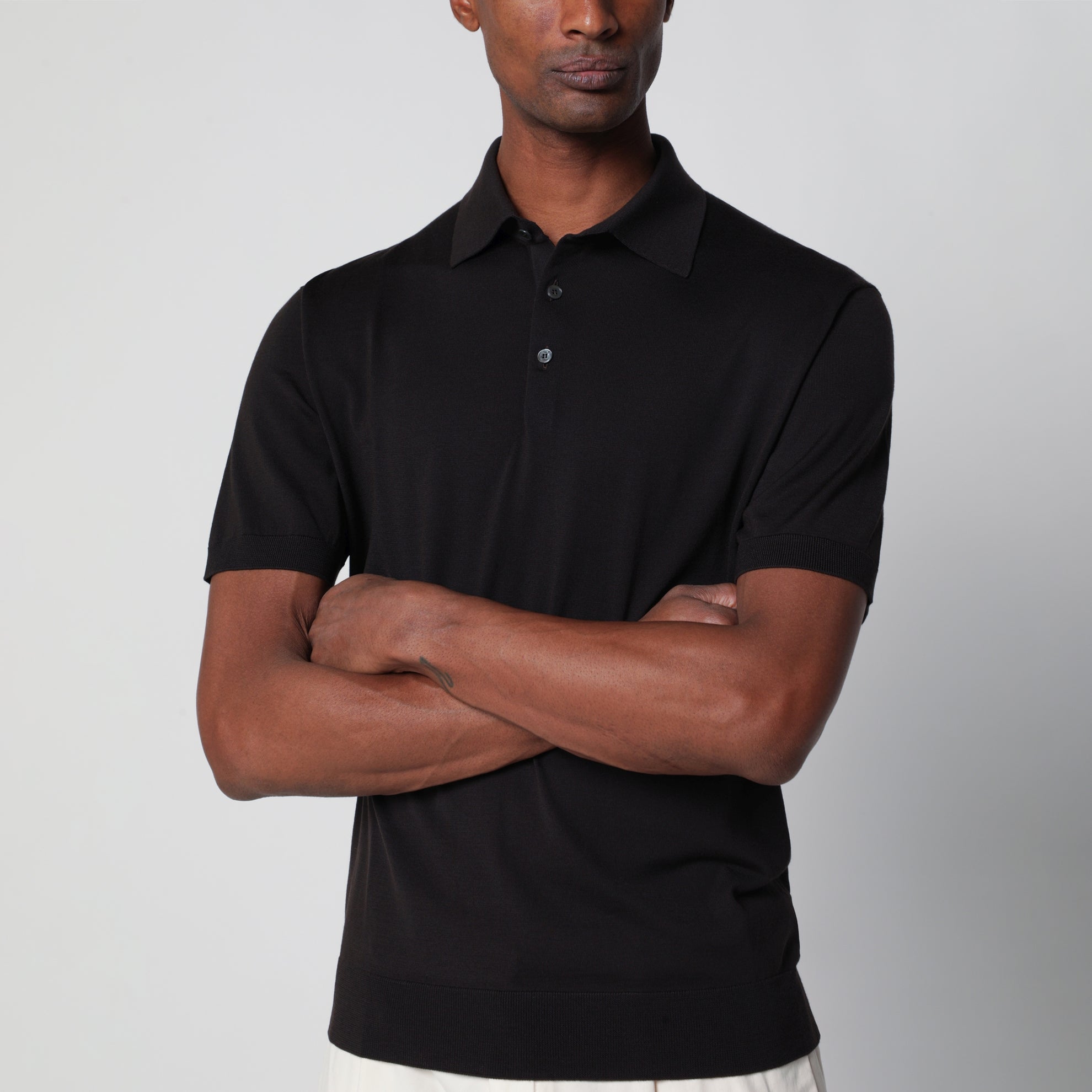 Dark brown wool polo