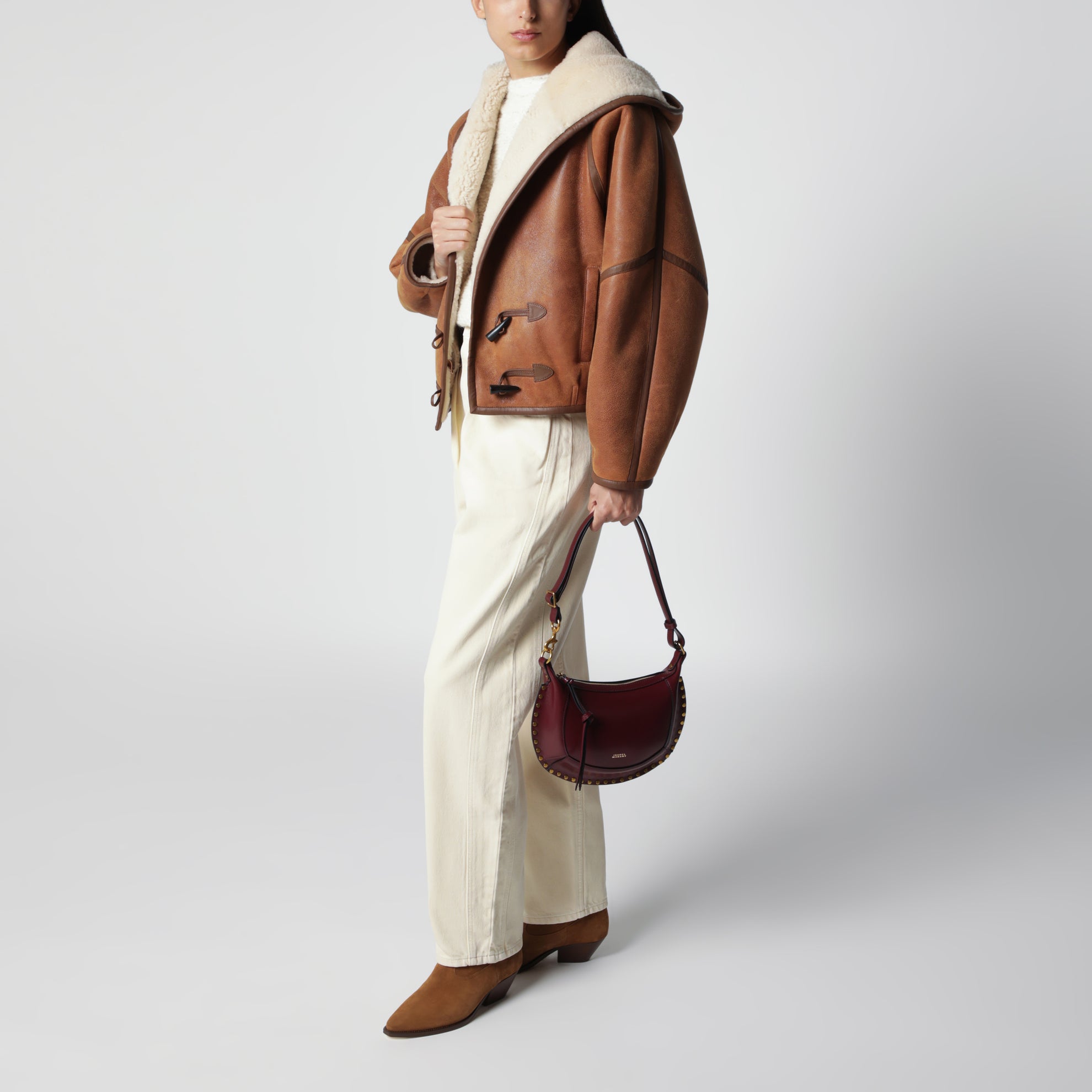 Borsa a spalla Oskan Moon in pelle bordeaux
