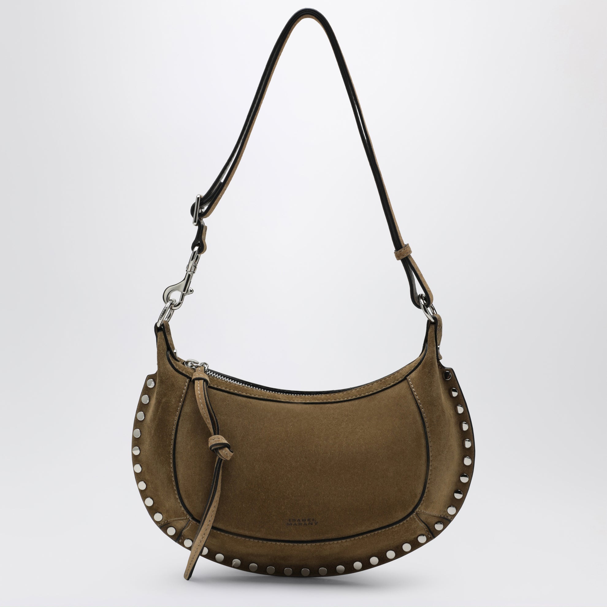 Borsa a spalla Oskan Moon in suede taupe