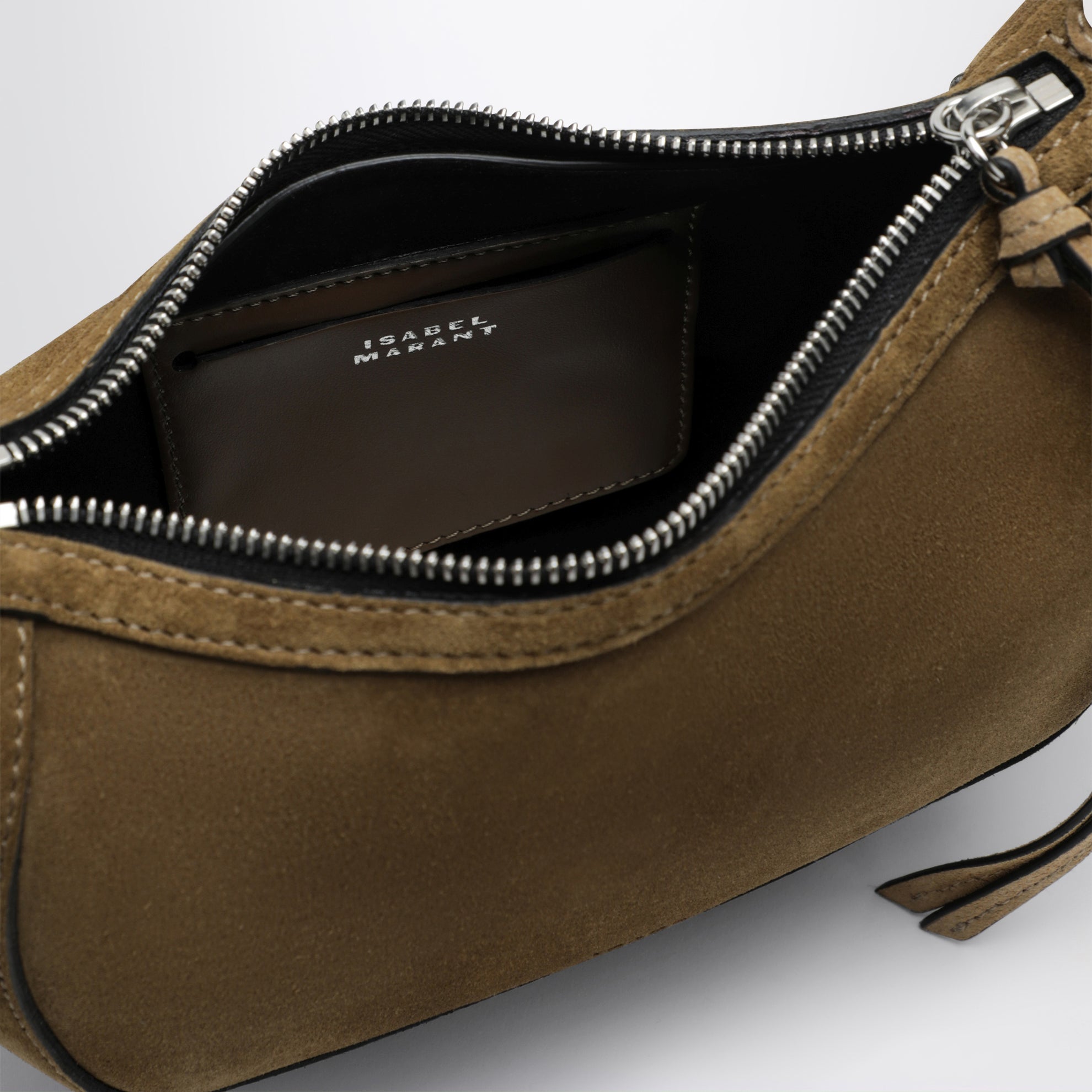 Borsa a spalla Oskan Moon in suede taupe
